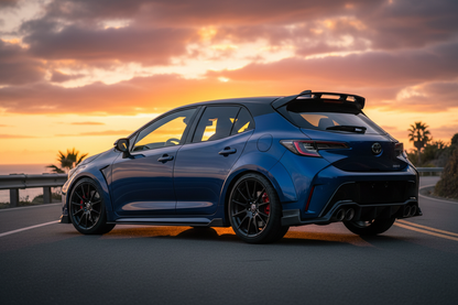 2020 toyota corolla hatch back. sports body kit. photo taken at sunset 