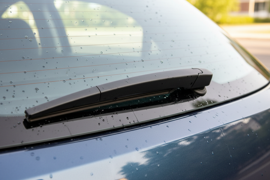 close up view of a rear windscreen wiper